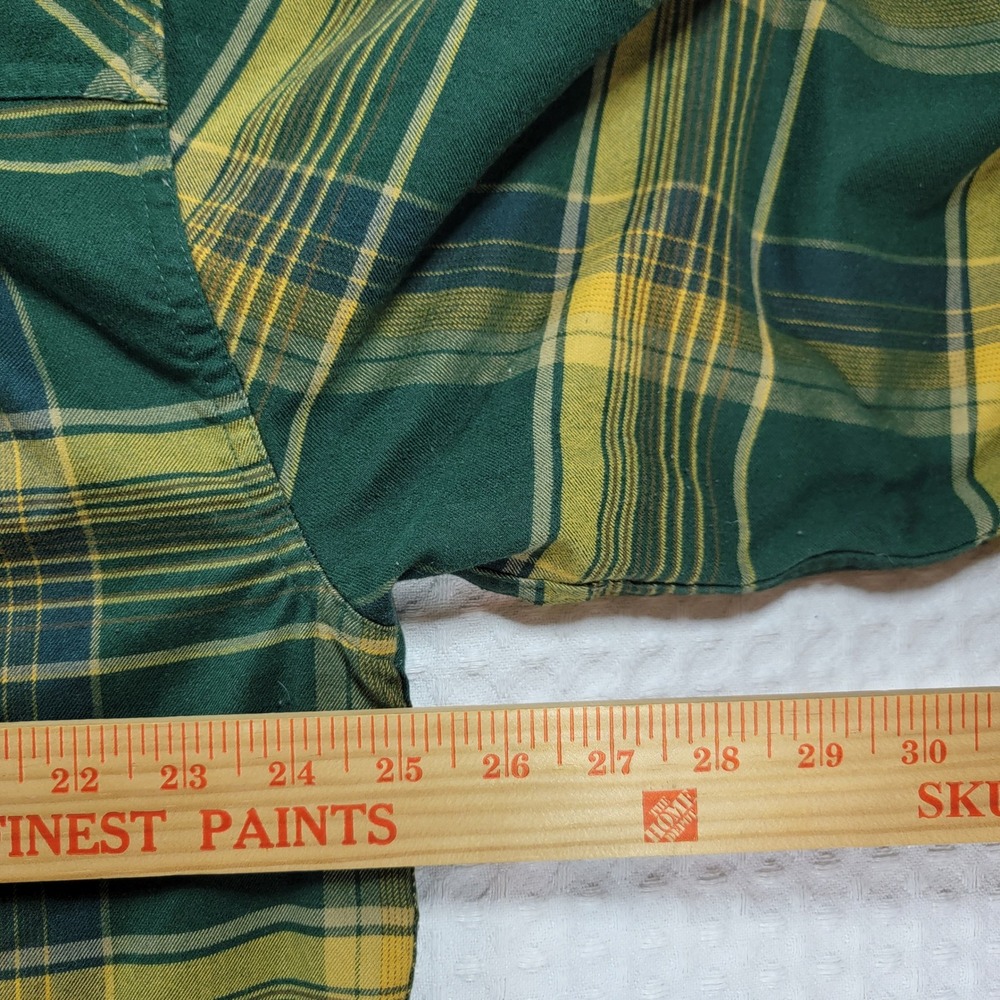 Legendary Outdoors Mens XL Green Yellow Plaid Snap Front Flannel Shirt POLW-1617 - Picture 8 of 8